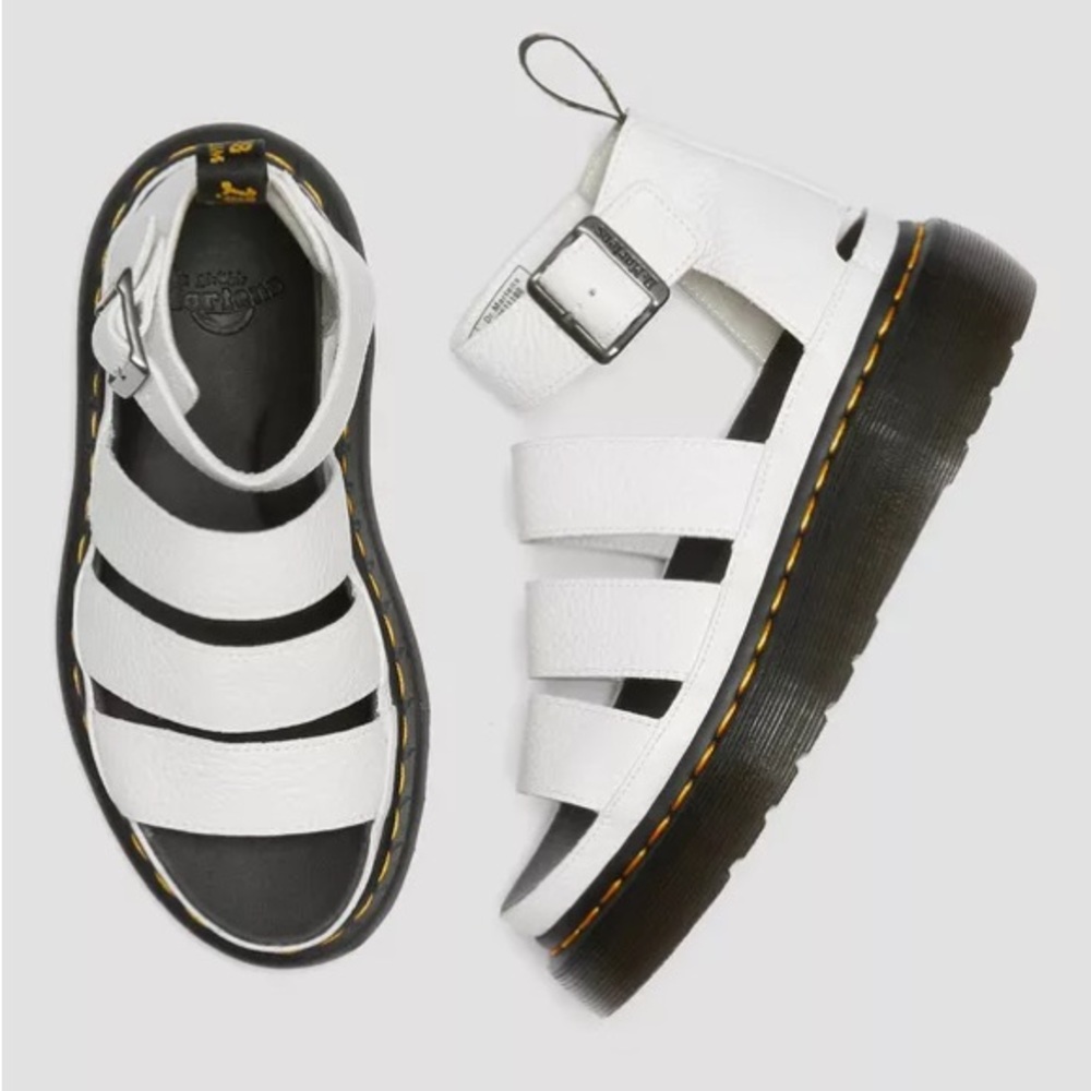 Dr Martens Clarissa II Quad Chunky Strappy Sandal White Leather Size 8 Womens